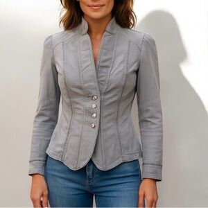 White House Black Market gray military style blazer jacket